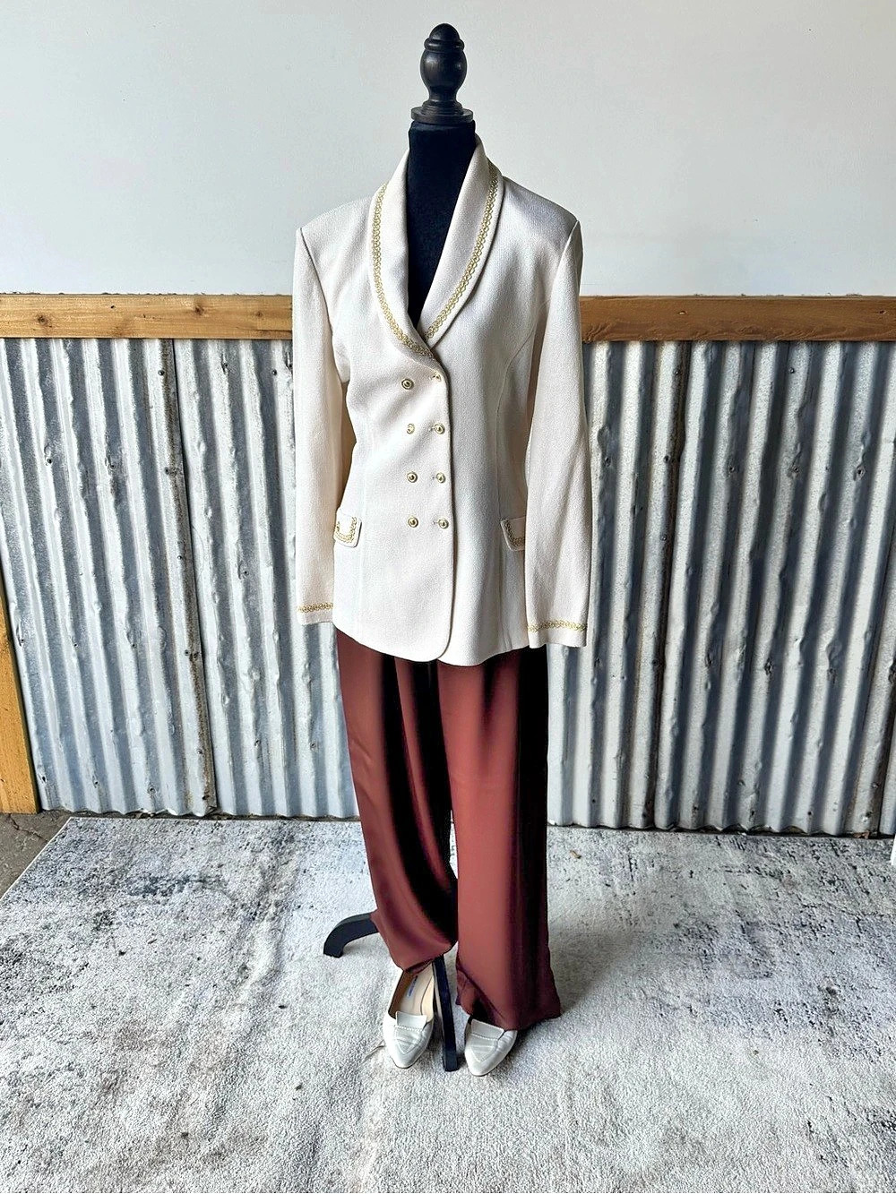 St. John Wide Leg Silk Pants in Brown